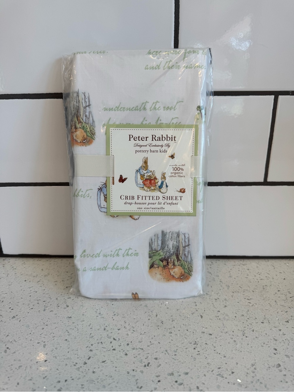 NWT Pottery Barn Kids Peter Rabbit™ Organic Crib Fitted Sheet | Beatrix Potter - Picture 3 of 5